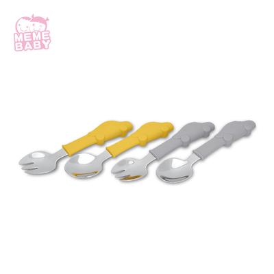 BPA Free Silicone Fork And Spoon Set Stainless Steel Reusable