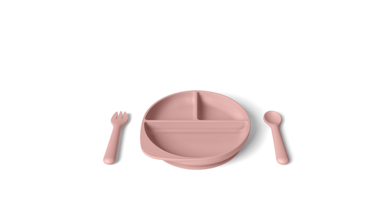 Divided Plate Silicone Baby Feeding Set Microwave Safe Stain Resistant