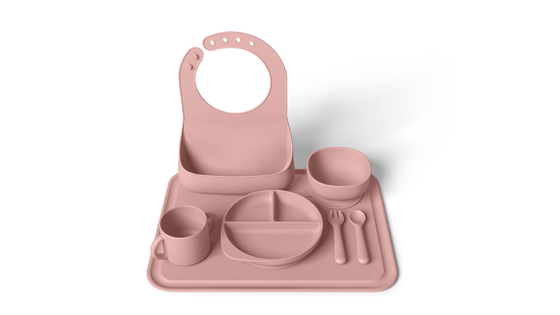 Divided Plate Silicone Baby Feeding Set Microwave Safe Stain Resistant