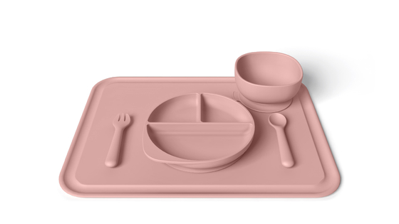Divided Plate Silicone Baby Feeding Set Microwave Safe Stain Resistant